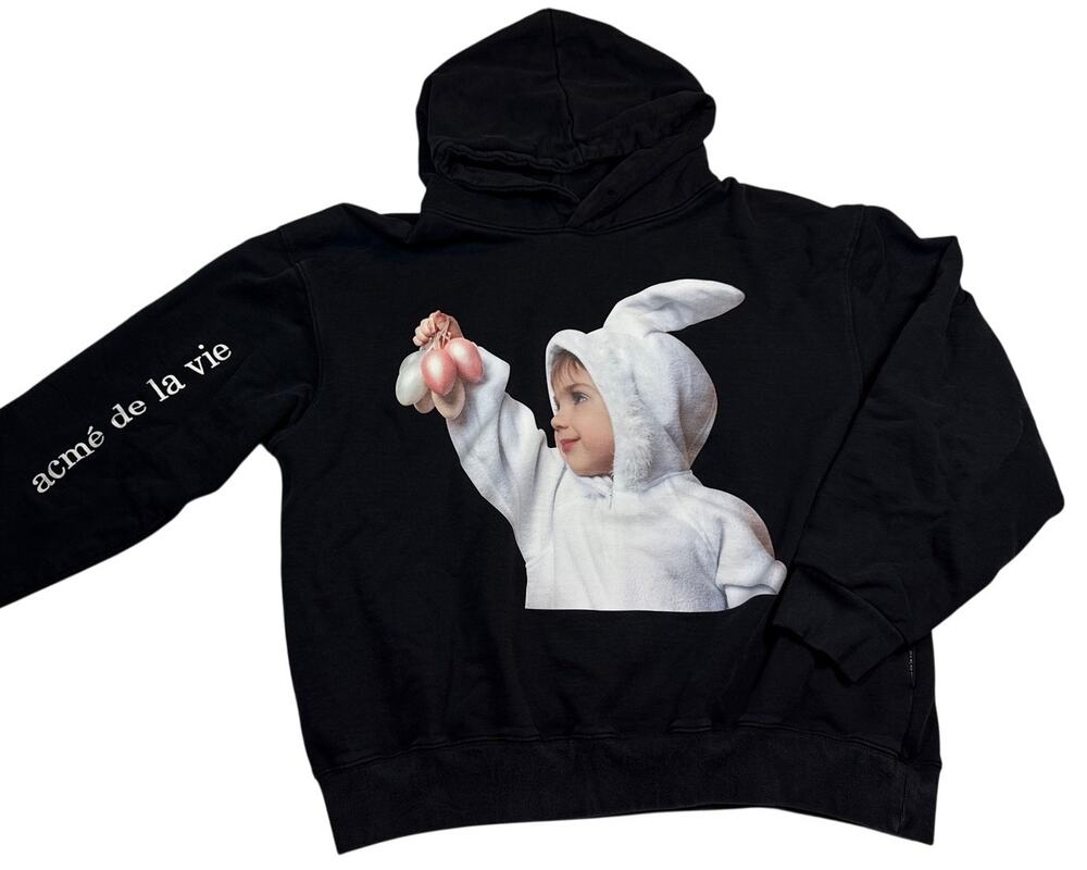 Acme de la Vie ADLV Baby Face Black Rabbit Hoodie Size 1 Medium Large GUC